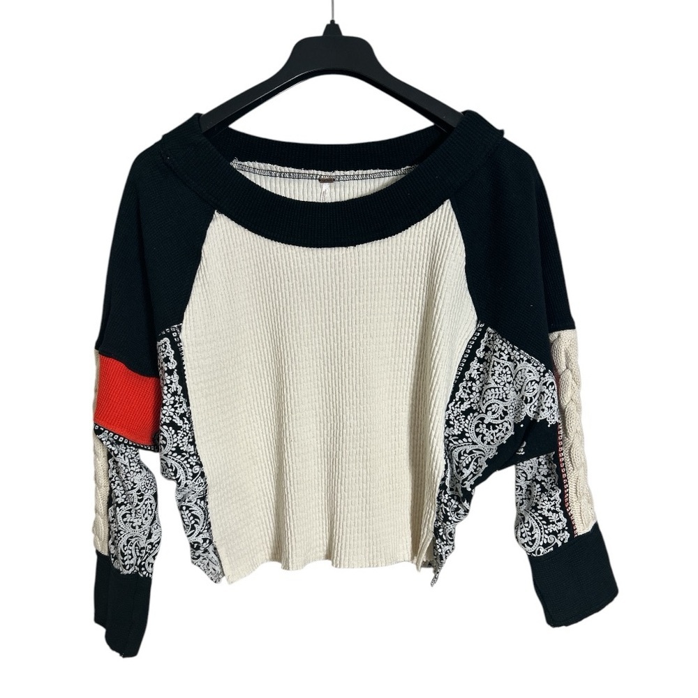 Free People Josie Patter Patchwork Sweater Size L